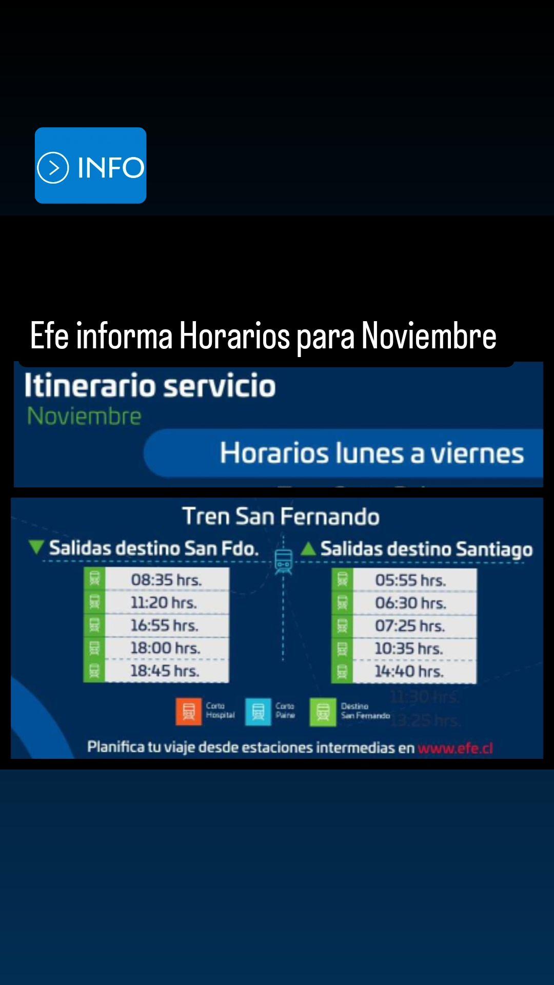 Efe informa Horarios para Noviembre