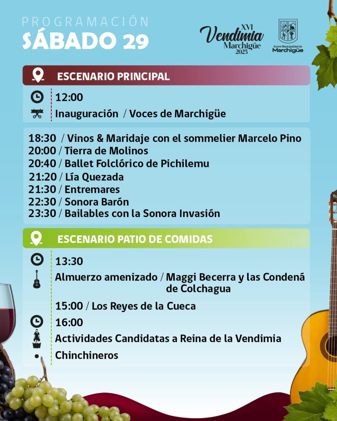 Programa día Sábado XVI Vendimia de Marchigüe 2025