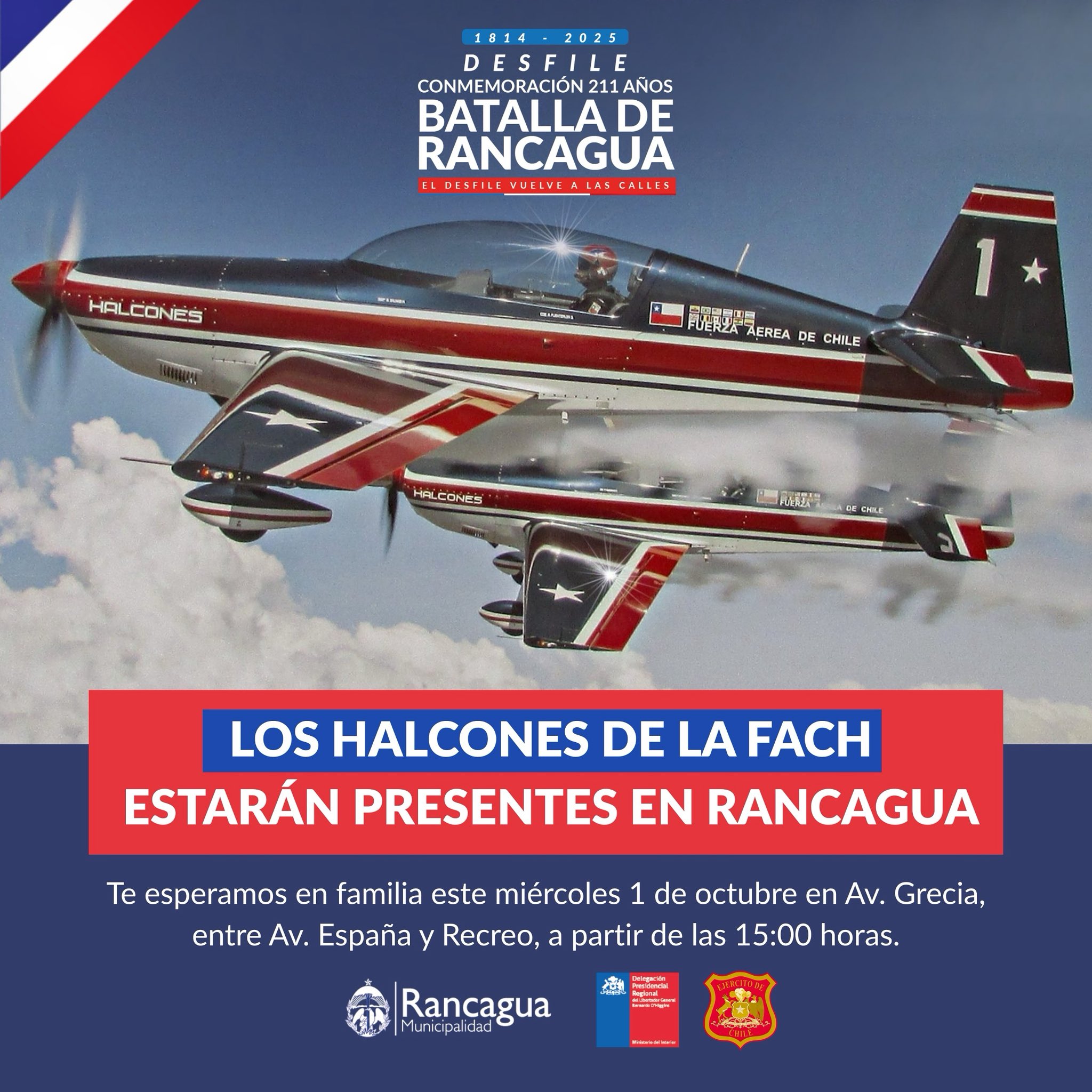 FACH surcarán nuestros cielos en el Desfile Cívico Militar de Rancagua 2025.