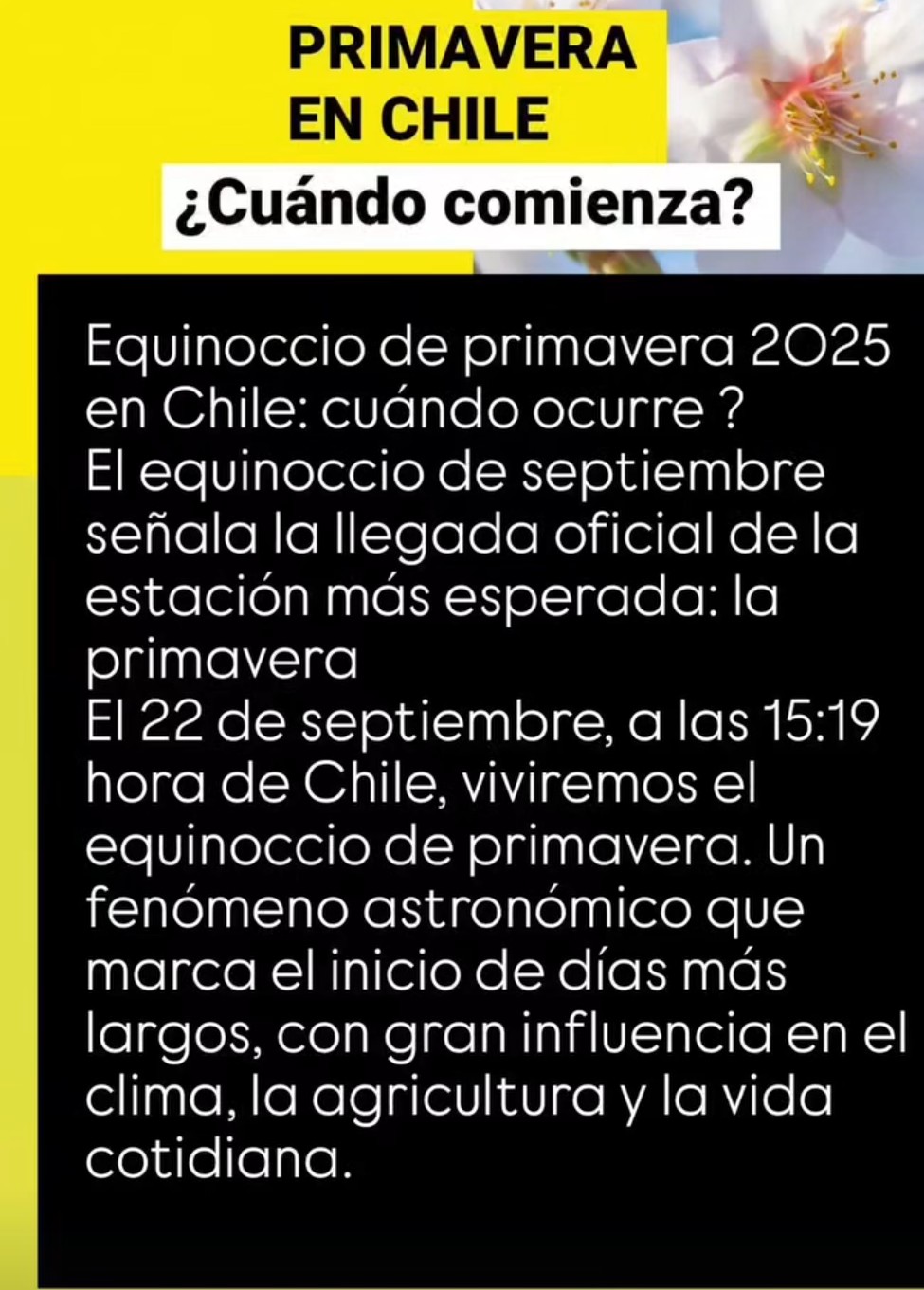 Equinoccio de primavera 2025 en Chile: cuándo ocurre ?