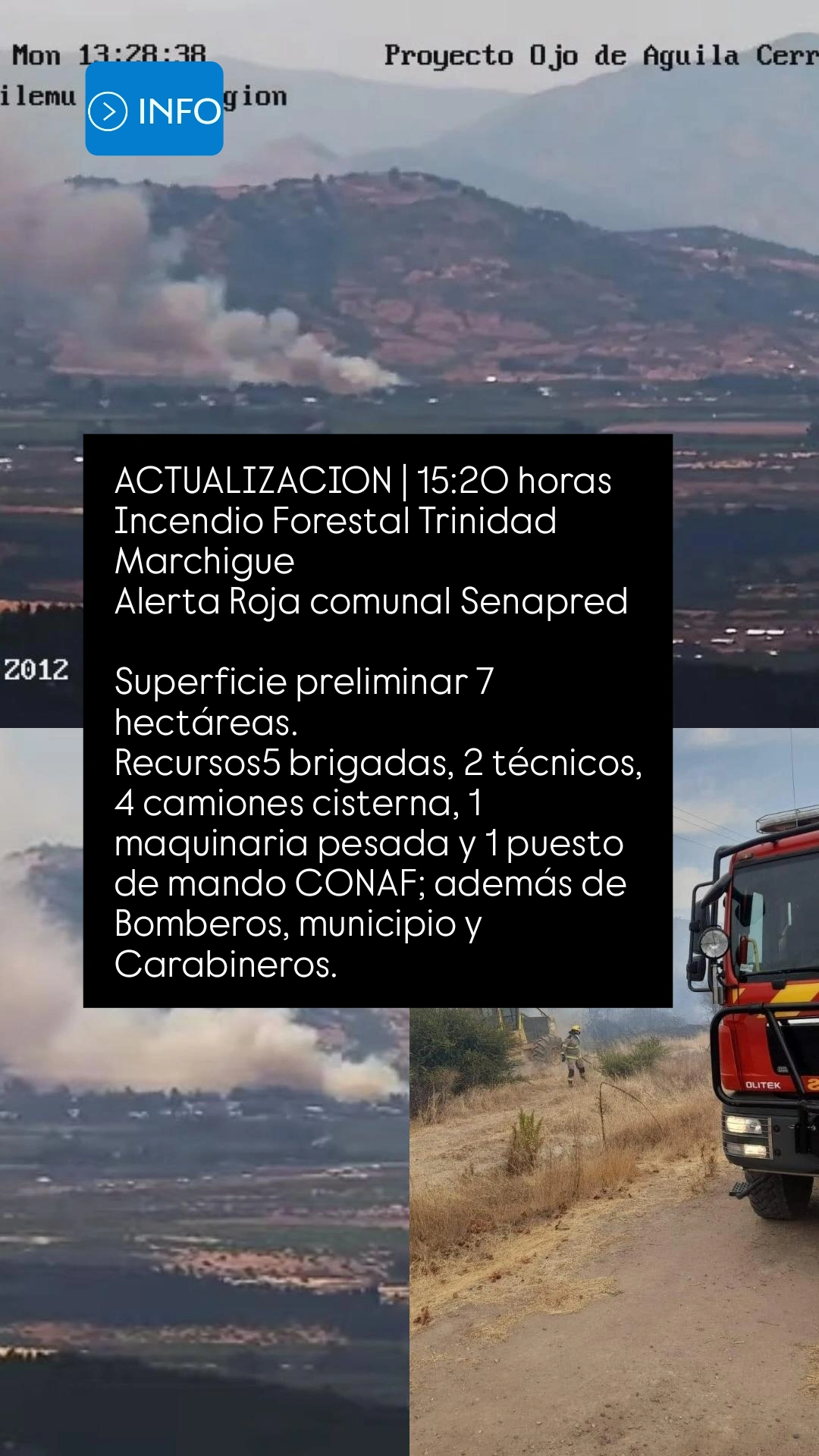 ℹ️nfo Incendio Forestal Trinidad Marchigue en Desarrollo…