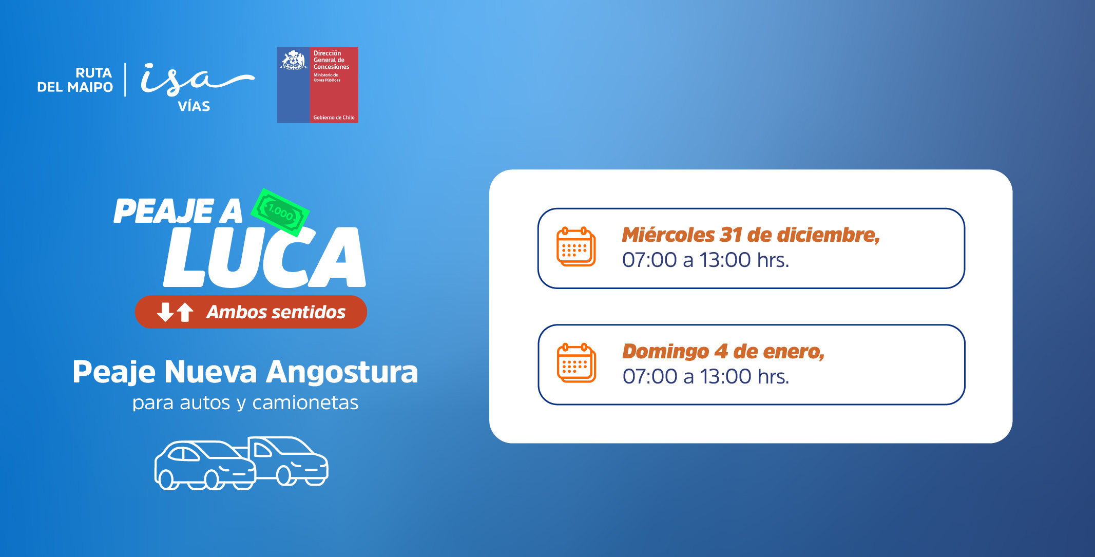 Información Ruta del Maipo Peaje a Luca