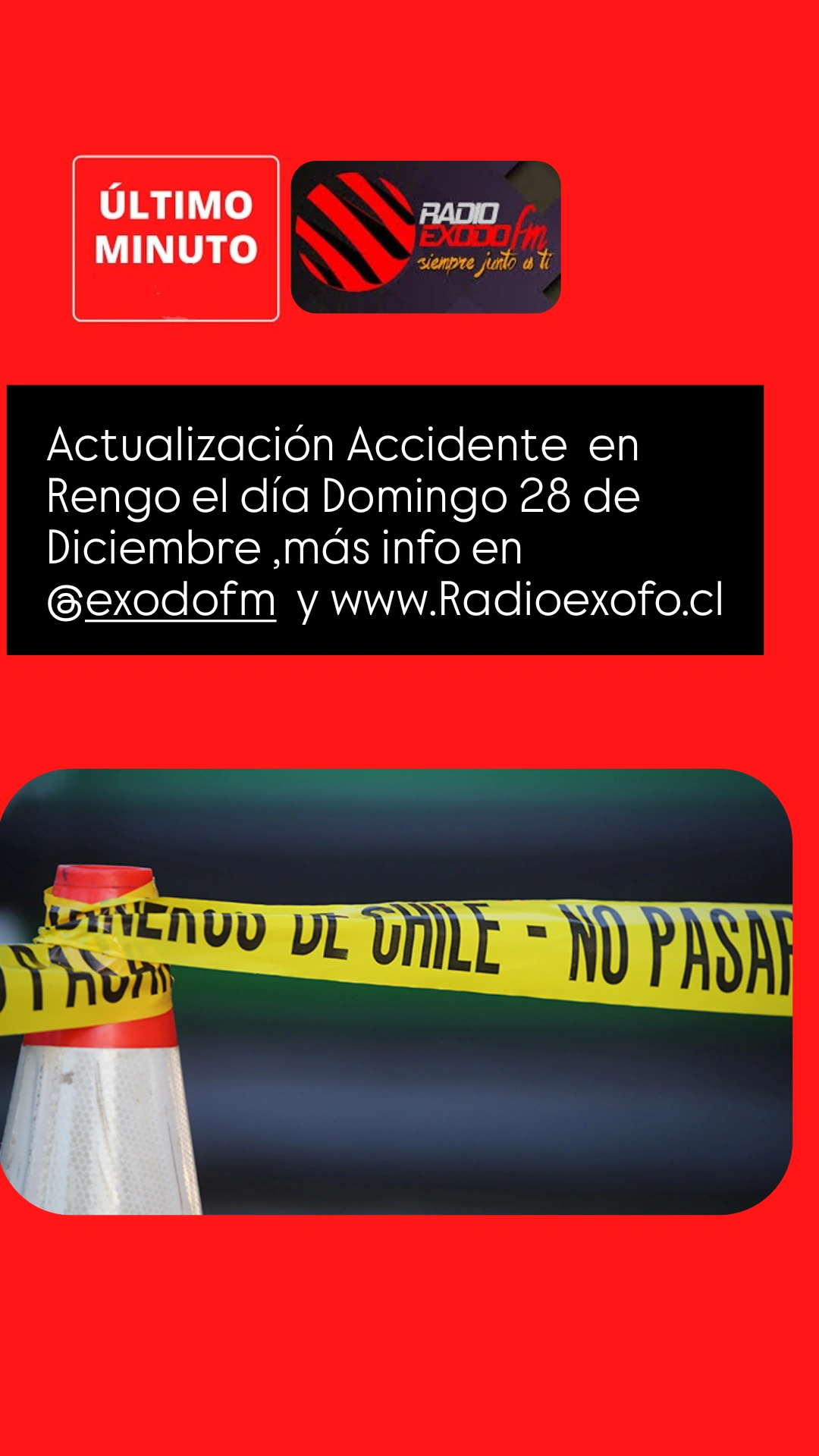 Actualización Accidente en  Rengo día Domingo 28 de Diciembre