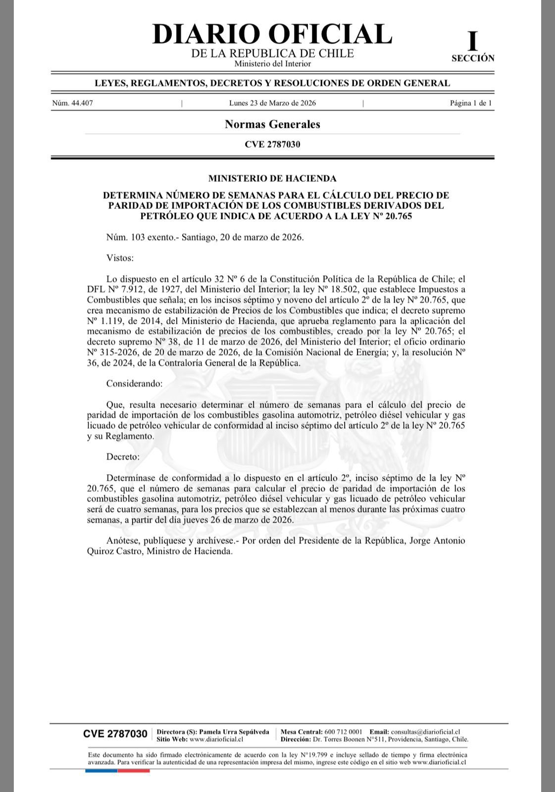 Gobierno cambia parámetro del MEPCO para el cálculo de precio de los combustibles