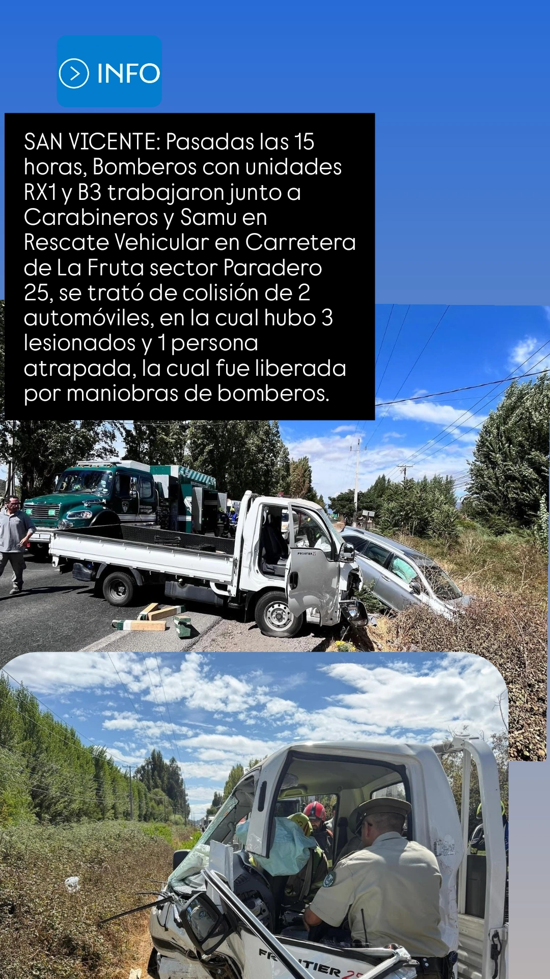 Accidente Vehicular en San Vicente de Tagua Tagua