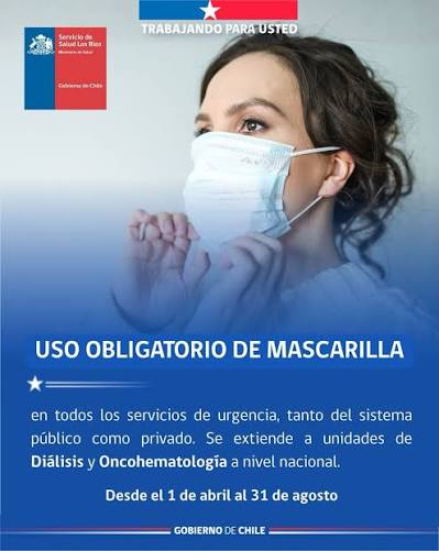 Usa de Mascarillas a partir del 1 de Abril en Servicios de Urgencias