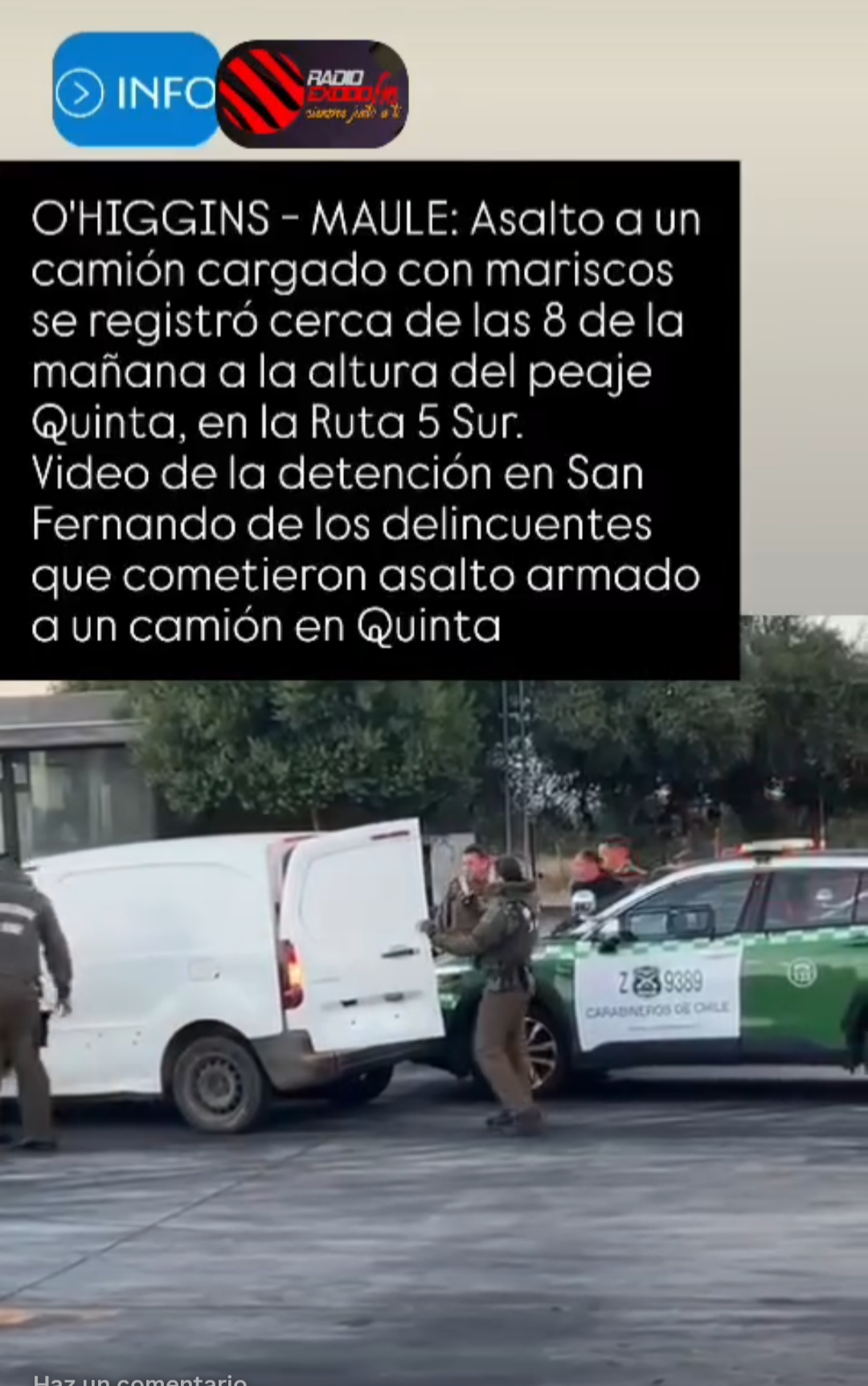 Asalto a Camión Cargado con mariscos en el  Maule