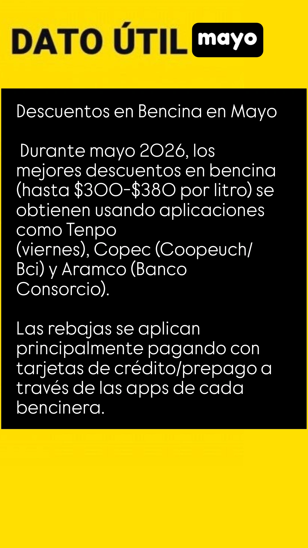Descuentos en Bencina en Mayo