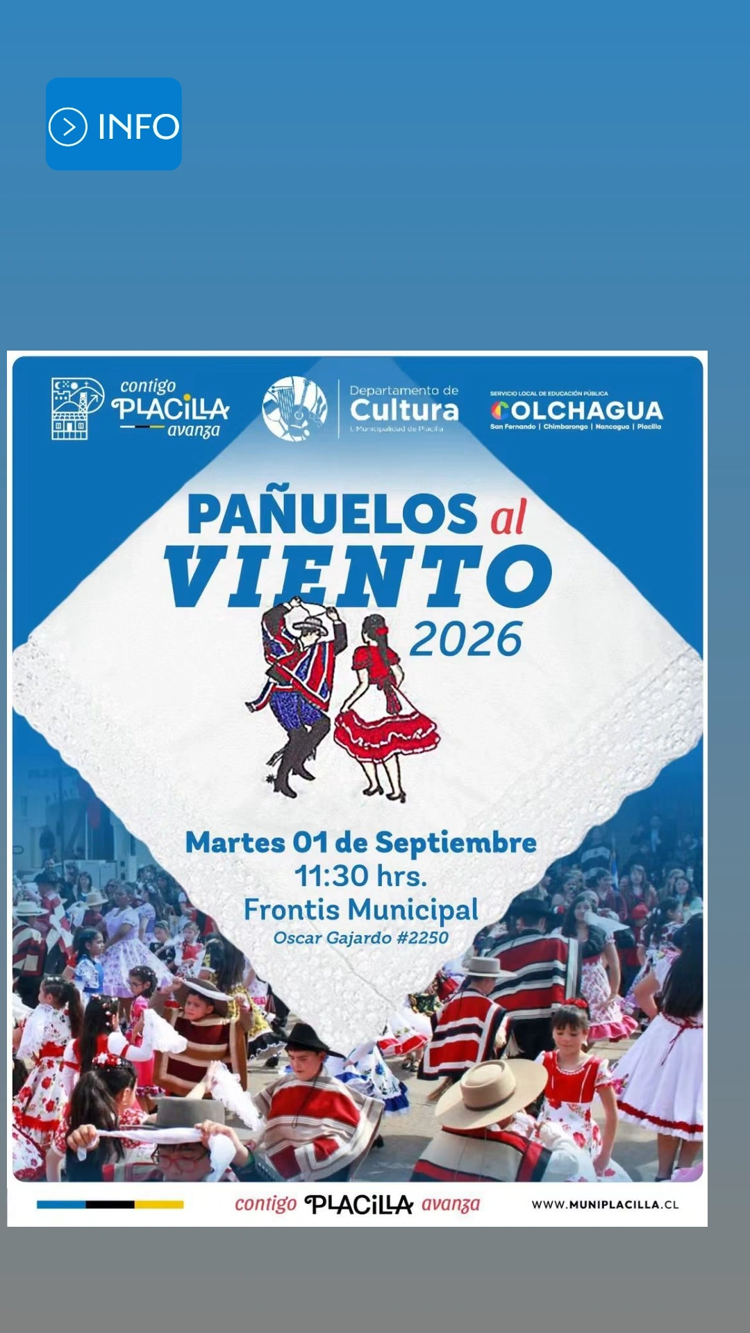 PAÑUELOS AL VIENTO  Martes 01 de Septiembre · 11:30 horas Frontis de la Municipalidad de Placilla