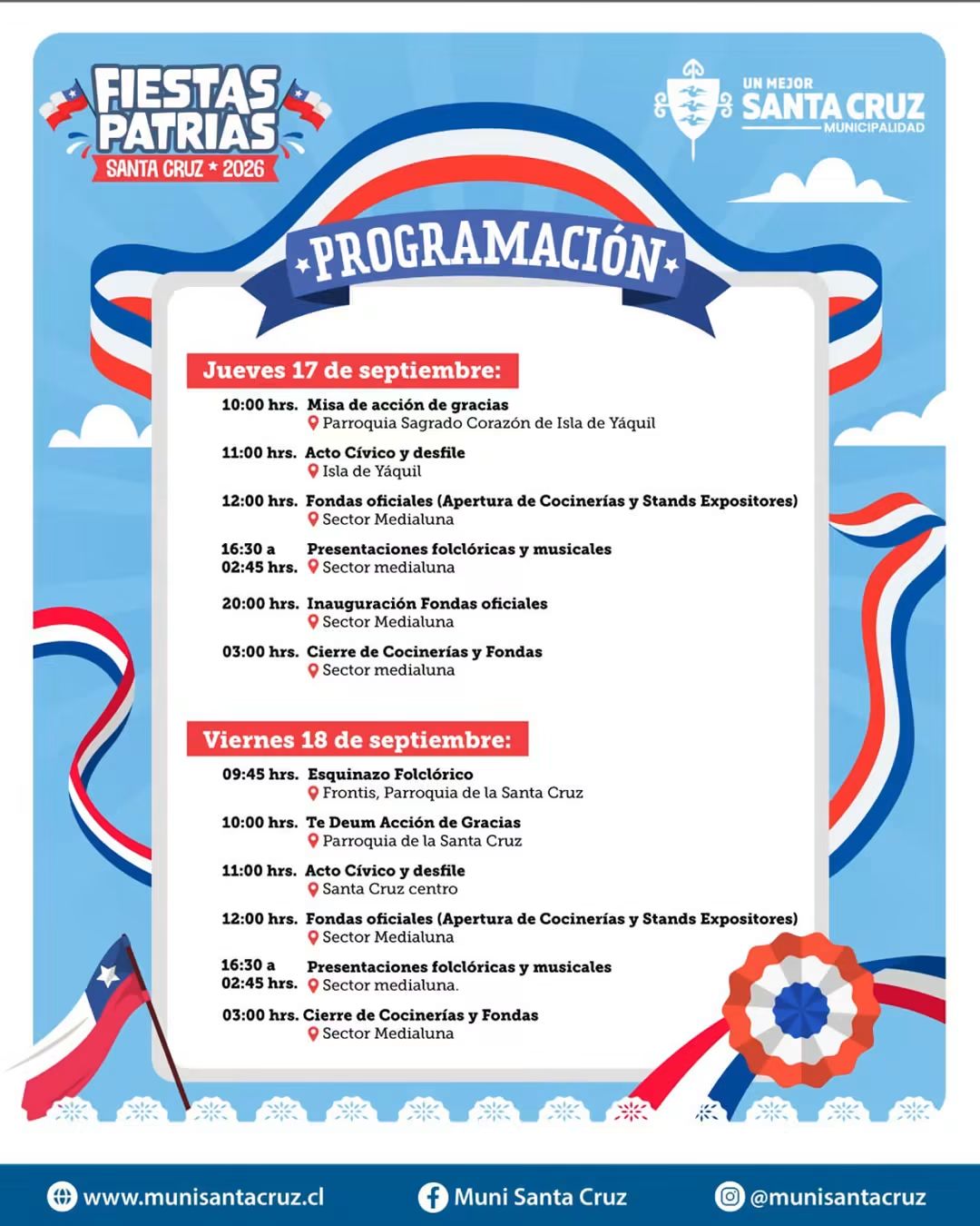 Programación Fiestas Patrias 2026  en Santa Cruz